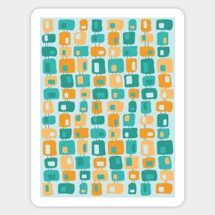 Funky Squares Retro Pattern Aqua, Teal, Orange Sticker